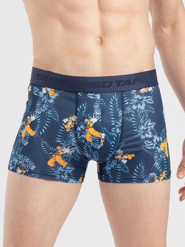 redtape Men’s Blue Printed Elasticated Polyester Stretched Woven Trunk Blue