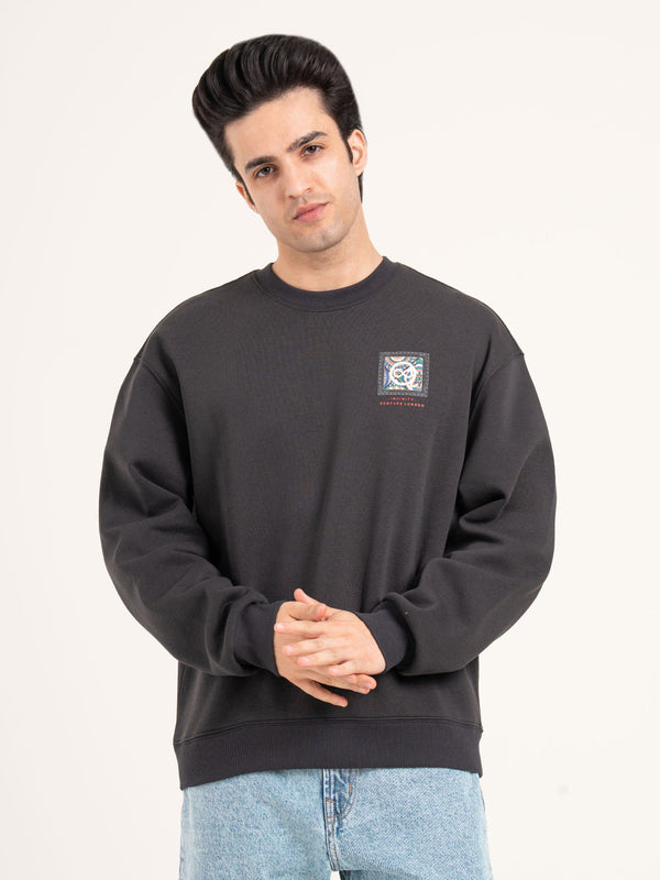 Redtape Men’s Casual Graphic Sweatshirt Charcoal Grey