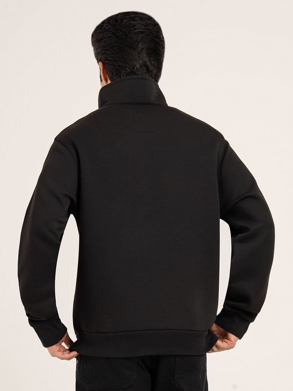 Redtape Men’s Casual Graphic Sweatshirt With Stand Collar Black