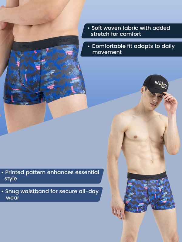 Redtape Men’s Dark Blue Printed Elasticated Polyester Stretched Woven Trunk Dark Blue