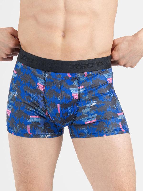 redtape Men’s Dark Blue Printed Elasticated Polyester Stretched Woven Trunk Dark Blue
