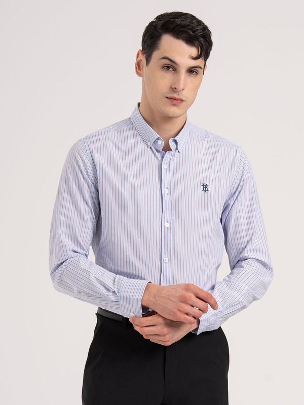 Redtape Men’s Full Sleeve Striped Shirt Pastel Blue