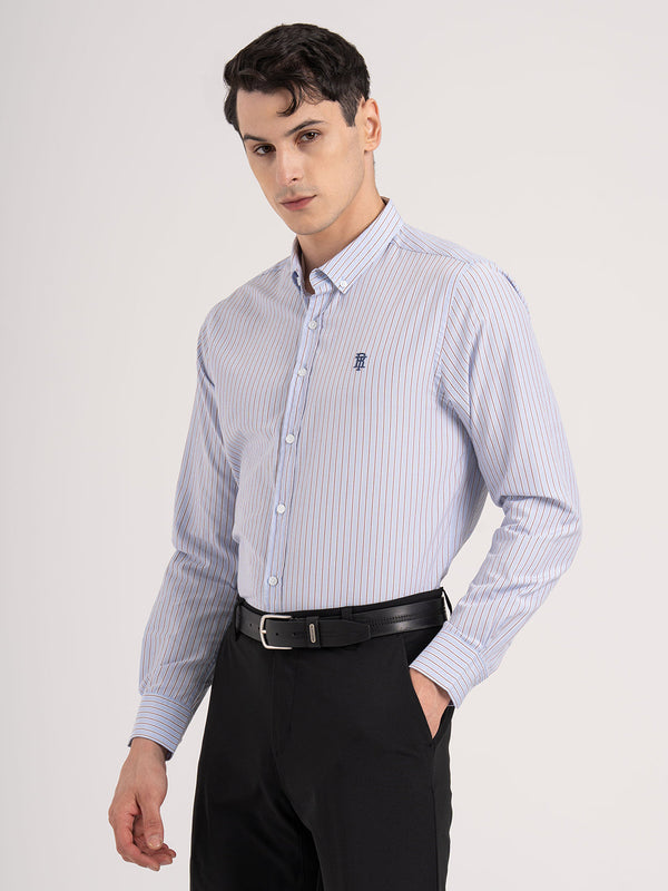 Redtape Men’s Full Sleeve Striped Shirt Pastel Blue