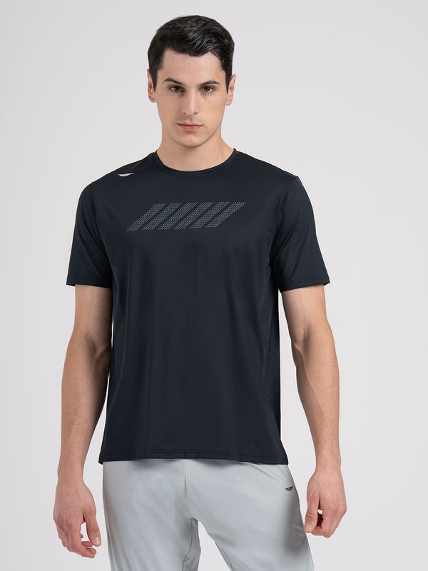 Redtape Men's Graphic Round Neck Activewear T-Shirt Black