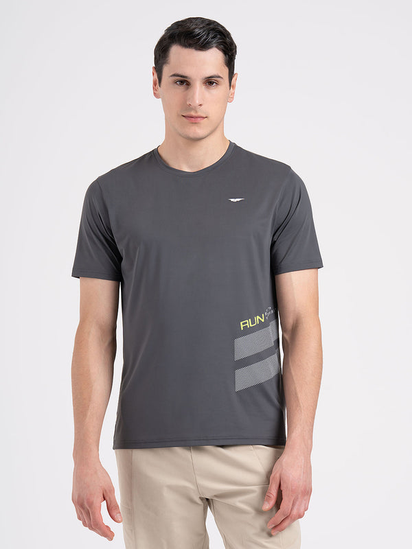 redtape Men's Graphic Round Neck Activewear T-Shirt Grey