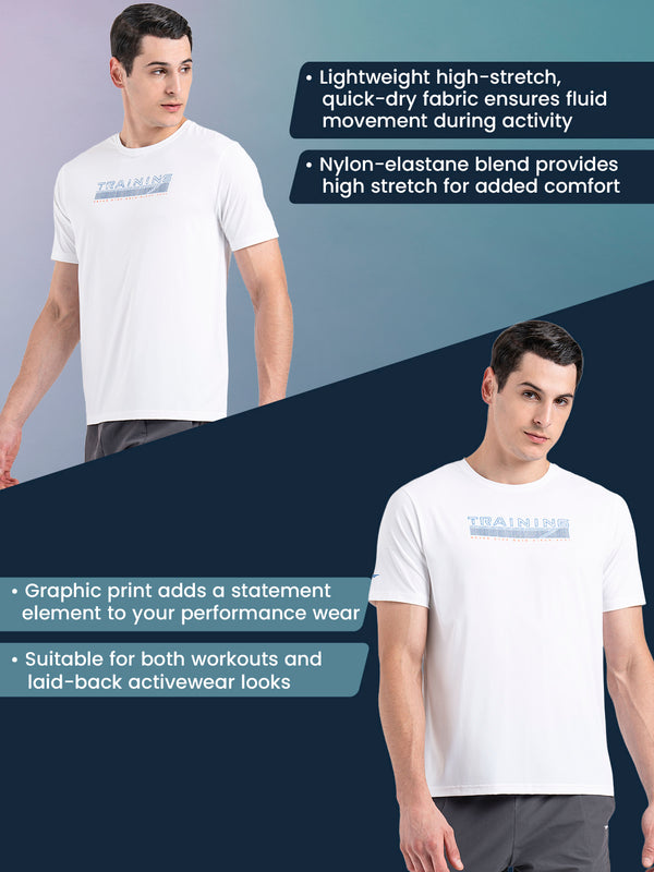 Redtape Men's Graphic Round Neck Activewear T-Shirt White