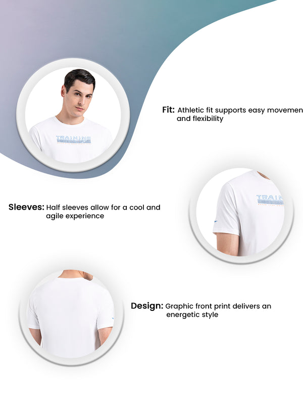 Redtape Men's Graphic Round Neck Activewear T-Shirt White