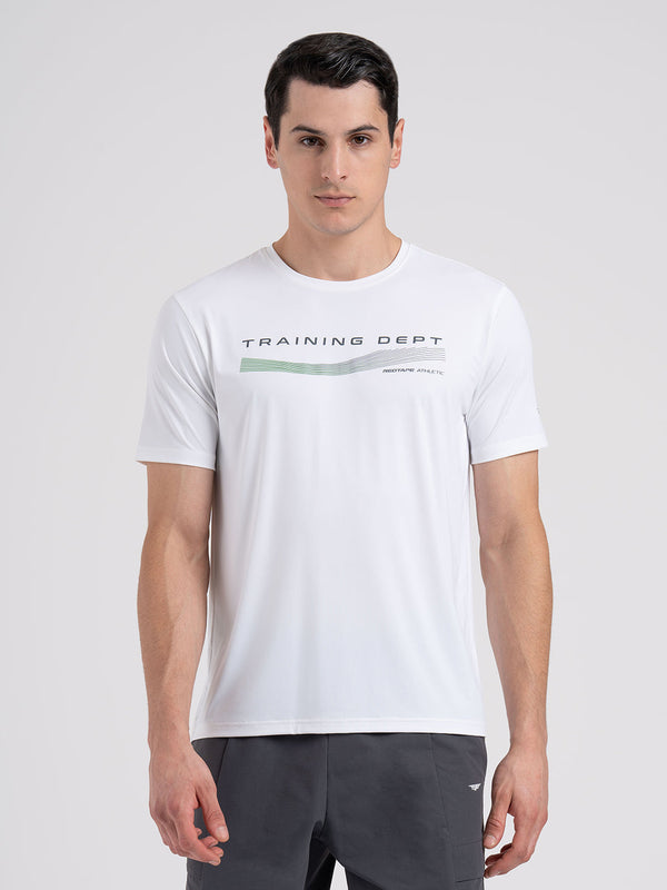 Redtape Men's Graphic Round Neck Activewear T-Shirt White