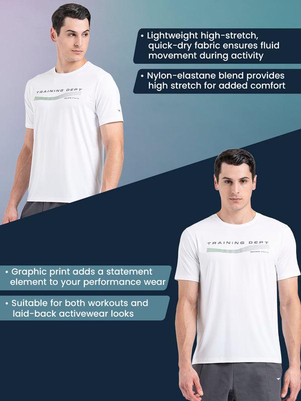 Redtape Men's Graphic Round Neck Activewear T-Shirt White