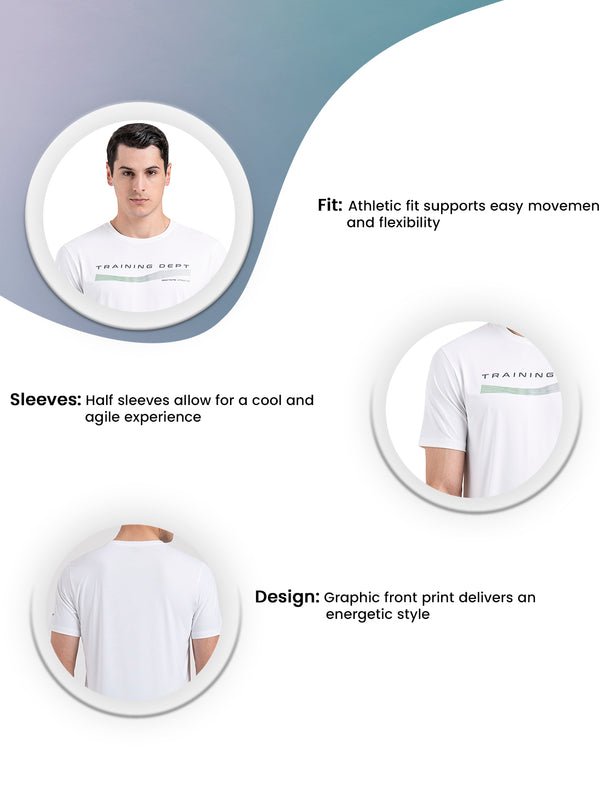 Redtape Men's Graphic Round Neck Activewear T-Shirt White