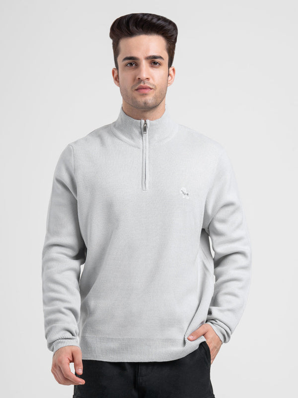 Redtape Men's Ice Grey Half Zip Sweater | Winter Warmth With Effortless Style Ice Grey