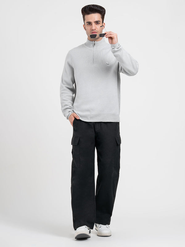 redtape Men's Ice Grey Half Zip Sweater | Winter Warmth with Effortless Style Ice Grey