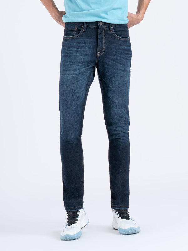 redtape Men's Knitted Skinny Fit Denim Jeans Dark Midnight