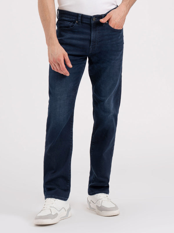 Redtape Men’s Knitted Straight Fit Denim Jeans Dark Blue