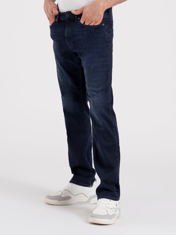 Redtape Men’s Knitted Straight Fit Denim Jeans Dark Blue