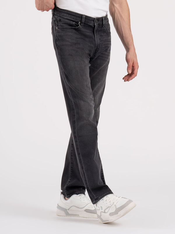 Redtape Men’s Knitted Straight Fit Denim Jeans Grey