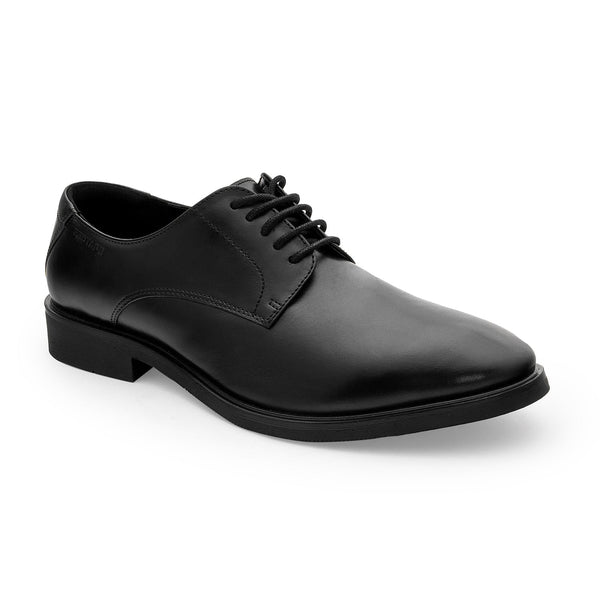 Redtape Men's Leather Black Derby Shoes For Refined Daily Formal Style Black