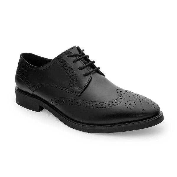 Redtape Men's Leather Brogue Derby Shoes For Refined Daily Formal Style Black