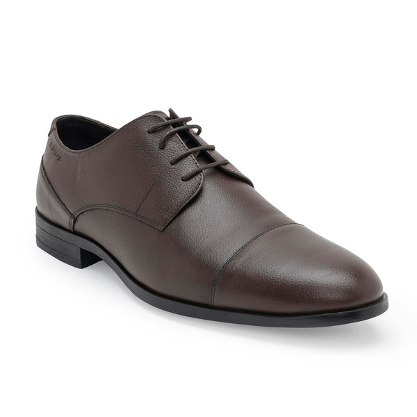 redtape Men's Leather Derby Shoes for Classic Formal Style Brown