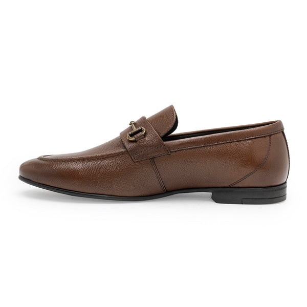 Redtape Men's Leather Loafers For Effortless Formal Style Teak