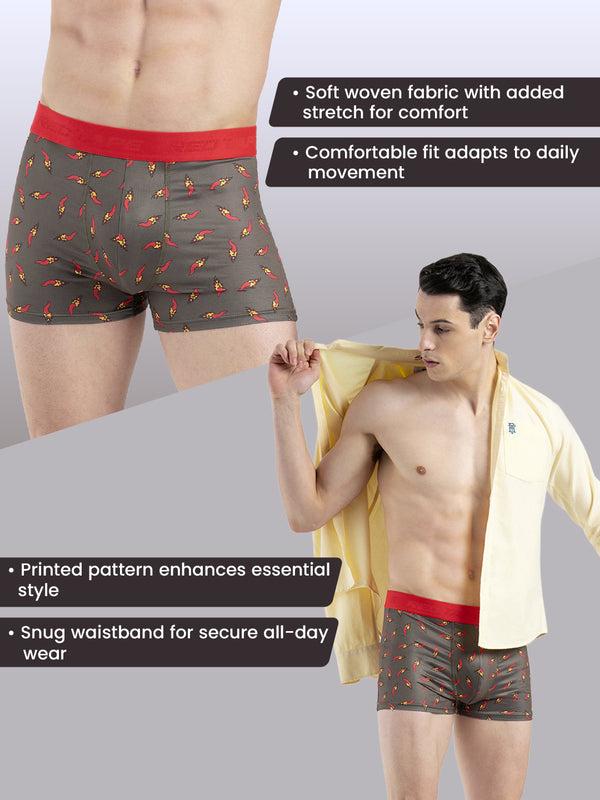 Redtape Men’s Olive Printed Elasticated Polyester Stretched Woven Trunk Olive