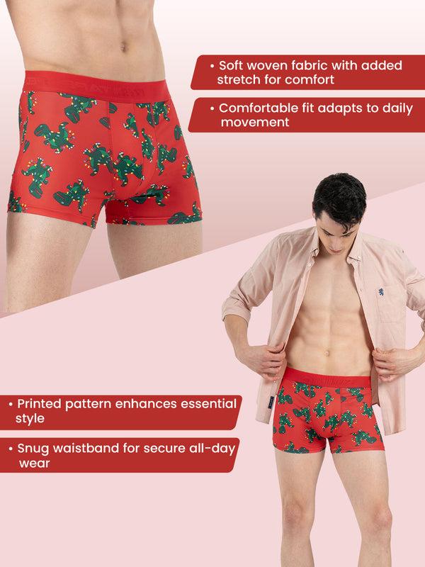 Redtape Men’s Red Printed Elasticated Polyester Stretched Woven Trunk Red