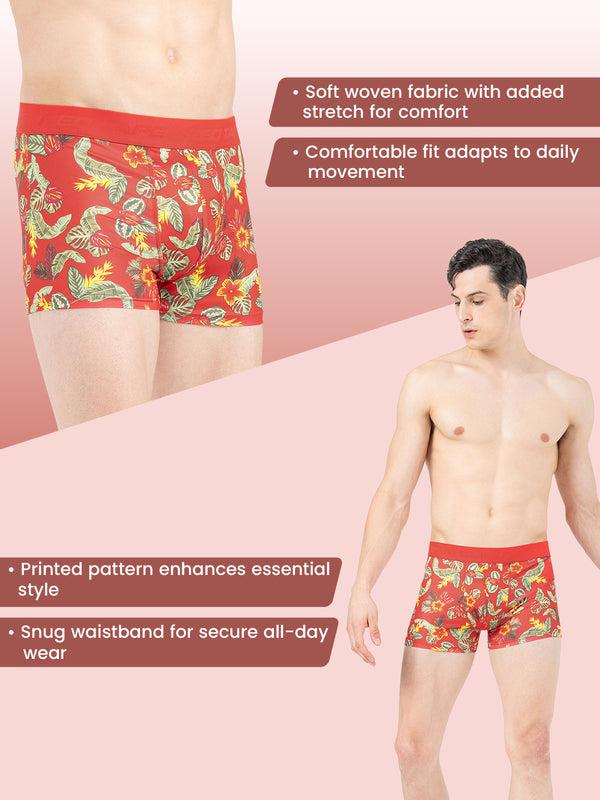 Redtape Men’s Red Printed Elasticated Polyester Stretched Woven Trunk Red