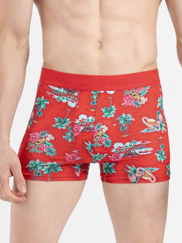 redtape Men’s Red Printed Elasticated Polyester Stretched Woven Trunk Red