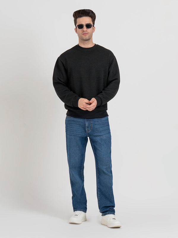 Redtape Men's Self Design Sweatshirt For Everyday Wear Black