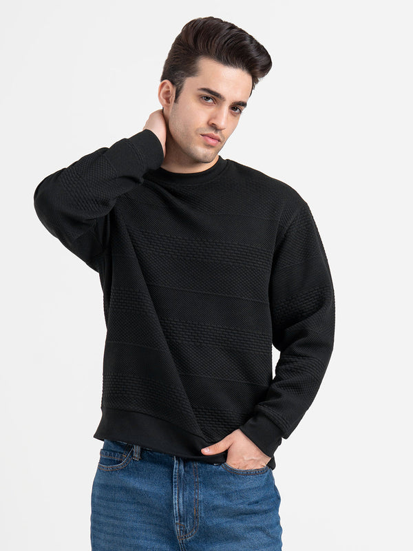 Redtape Men's Self Design Sweatshirt For Everyday Wear Black