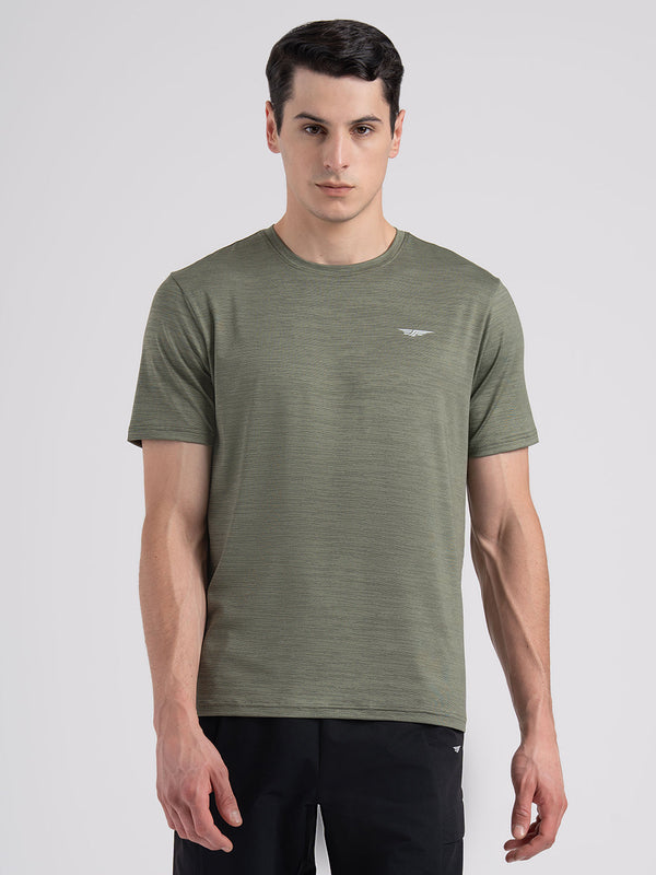 redtape Men's Solid Round Neck Activewear T-Shirt Olive Melange