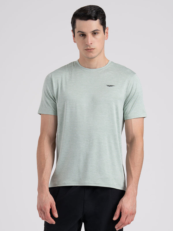 Redtape Men's Solid Round Neck T-Shirt Light Green Melange