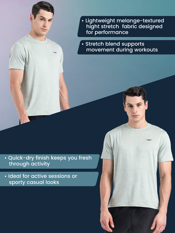 Redtape Men's Solid Round Neck T-Shirt Light Green Melange