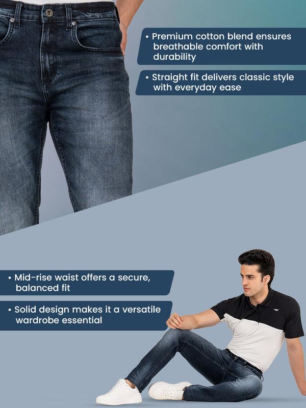 Redtape Men’s Straight Fit Jeans For Classic Everyday Style Dark Indigo