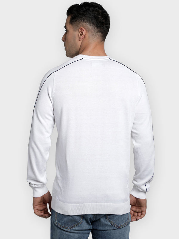 Redtape Men's White Solid Pure Cotton Sweater White