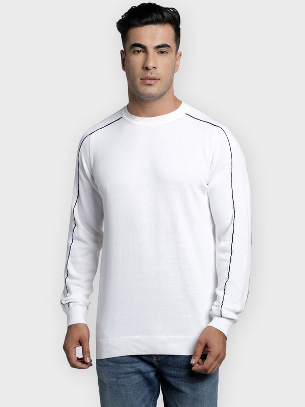 redtape Men's White Solid Pure Cotton Sweater White