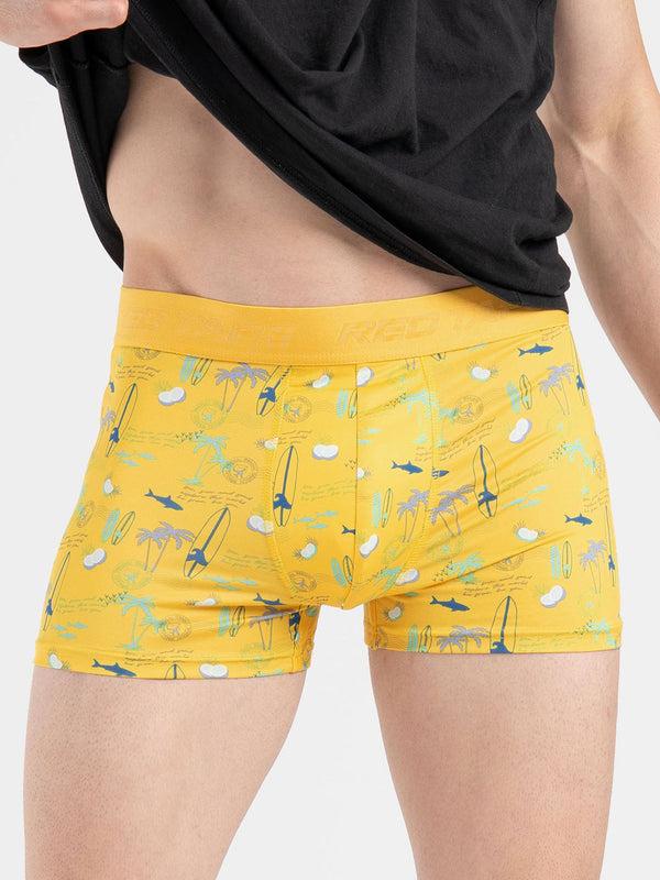 redtape Men’s Yellow Printed Elasticated Polyester Stretched Woven Trunk Yellow