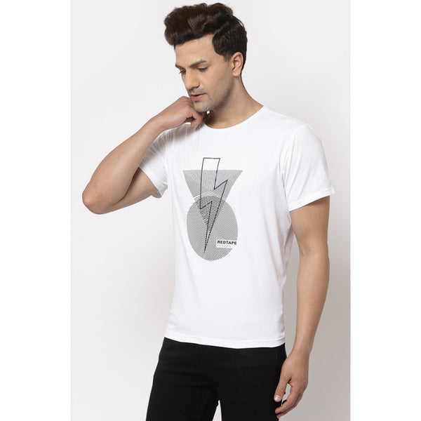 Redtape Men White Round Neck Activewear T-Shirt White