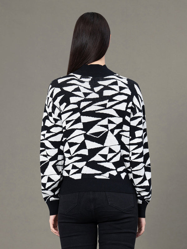 Redtape Mock Neck Drop Shoulder Sweater For Women Black