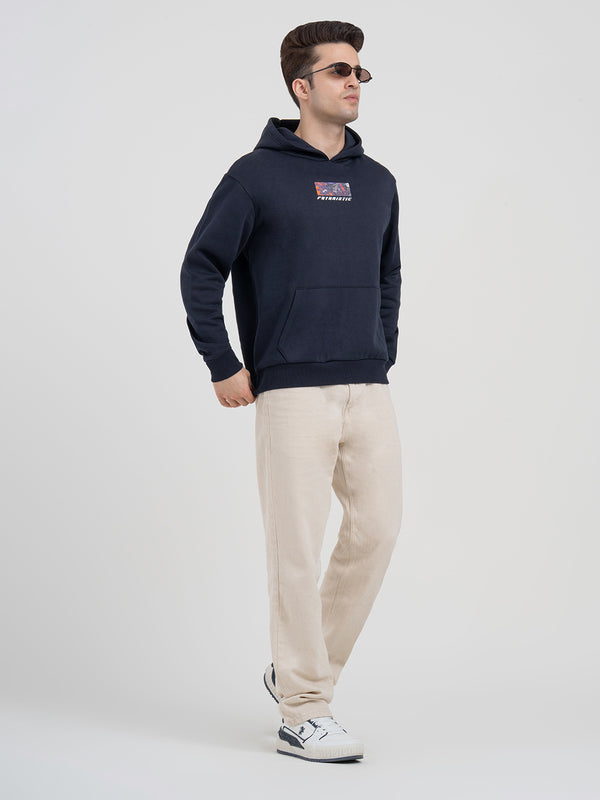 Redtape Navy Graphic Winter Hoodie For Men | Casual Winter Comfort Navy