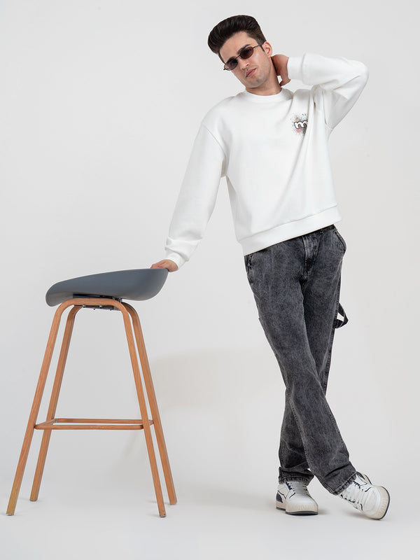 Redtape Off White Graphic Print Sweatshirt For Men | Comfortable With Stylish Design Off White