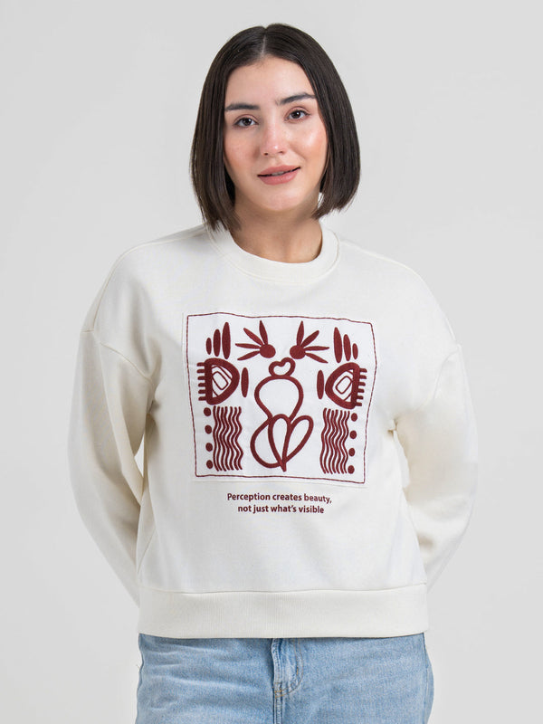 Redtape Off-White Graphic Sweatshirt For Women | Casual Everyday Comfort Off White
