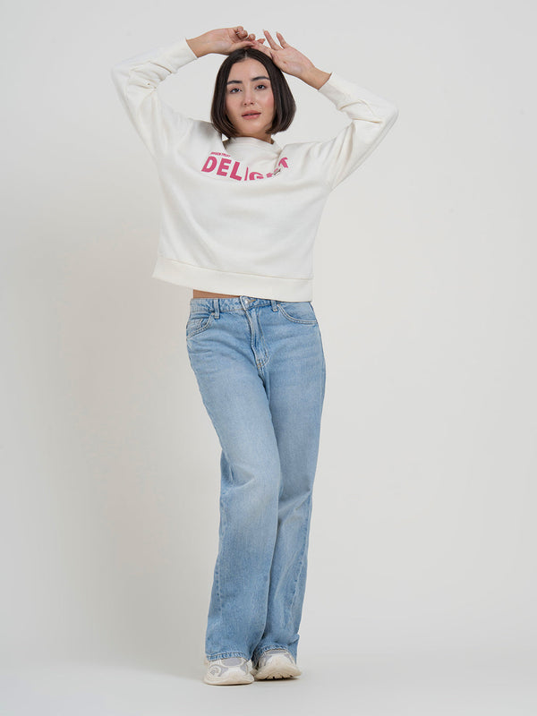 Redtape Off-White Graphic Sweatshirt For Women | Casual Everyday Ease Off White