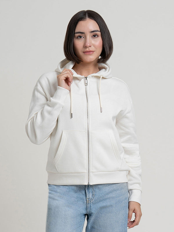 Redtape Off-White Hoodies For Women | Full-Zip Hoodie For Everyday Comfort Off White