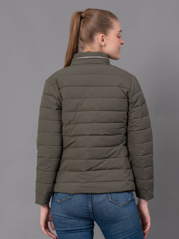 Redtape Olive Polyester Solid Women's Padded Jacket Olive