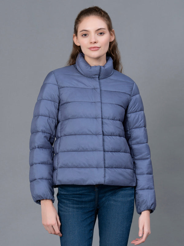 redtape Pale Blue Solid Nylon Women's Jacket Pale Blue