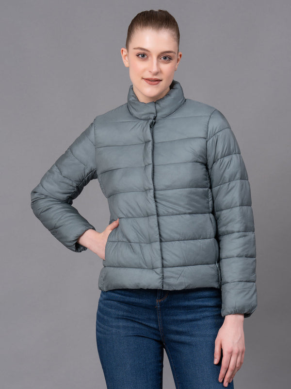 Redtape Pale Green Nylon Solid Women's Padded Jacket Pale Green