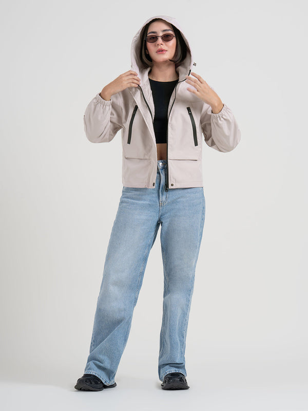 redtape Pink Hooded Windcheater Jacket for Women | Lightweight Winter Comfort Pastel Pink