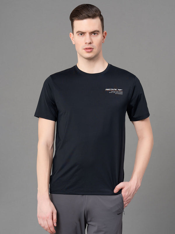 Redtape Printed Black Activewear T-Shirt For Men Black