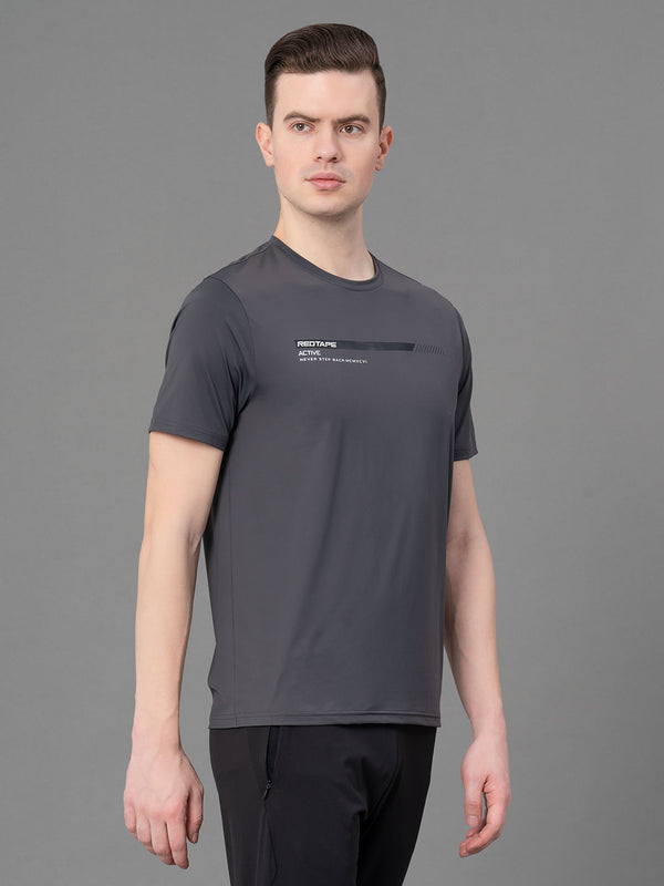 Redtape Printed Grey Activewear T-Shirt For Men Grey